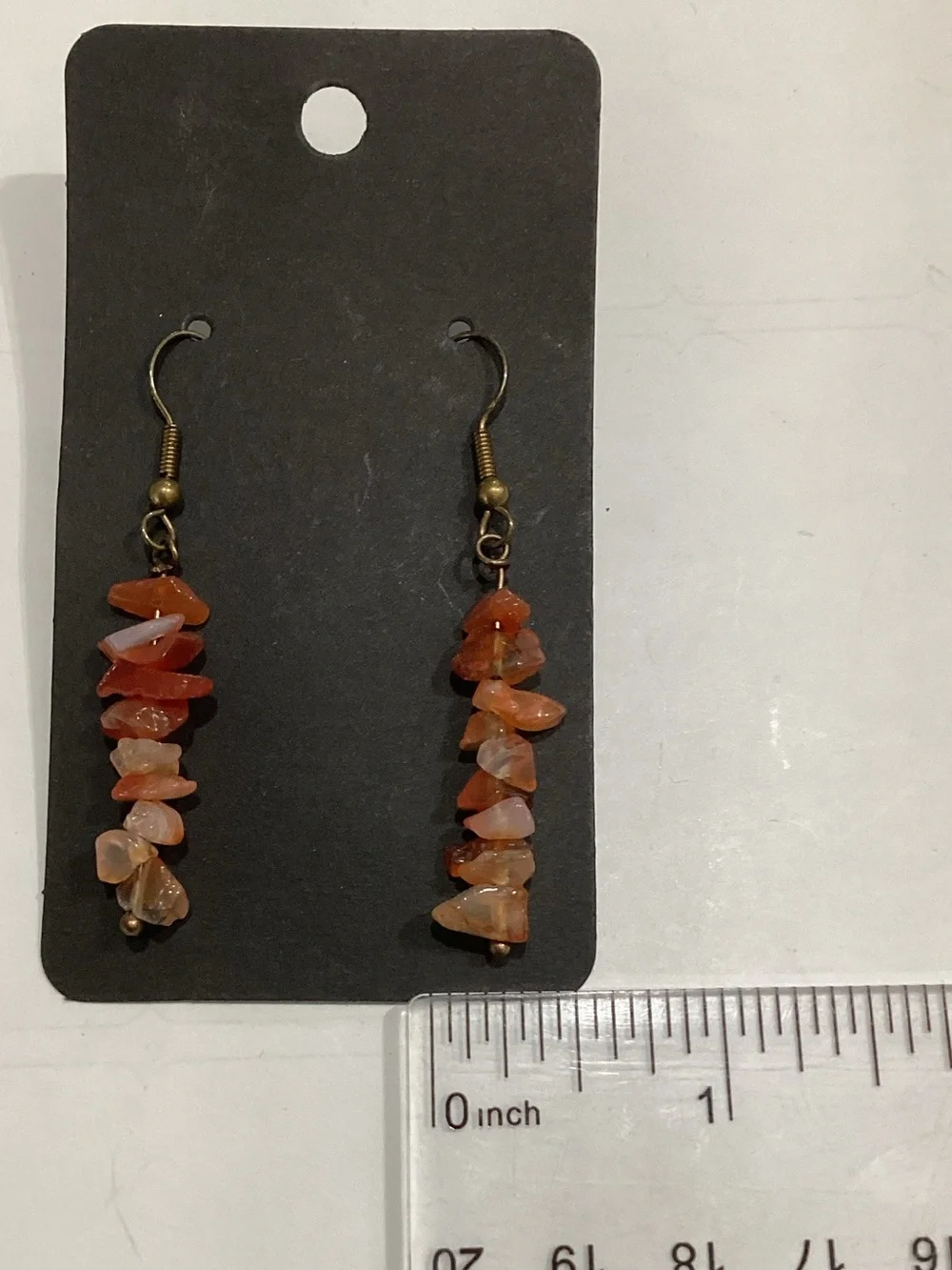 Handmade Orange Chip Stone Dangle Earrings